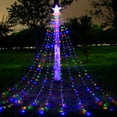 thumbnail image 2 of Christmas Lights Outdoor Christmas Lights Outdoor LED 137.8 In, Multicolor Christmas Tree Light With Plug in Remote, 8 Modes IP67 Water Fall Star Lights For Indoor Yard Party Christmas Tree Lights, 2 of 4