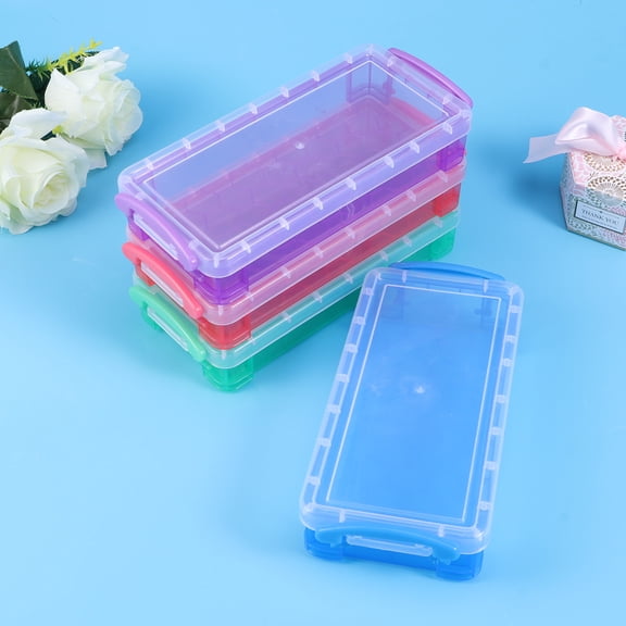 HEMOTON  3 Pcs Plastic Storage Box Multifunctional Pencil Case