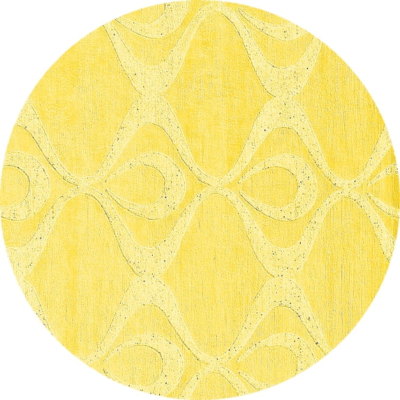 Ahgly Company Machine Washable Indoor Round Solid Yellow Modern Area Rugs, 8' Round
