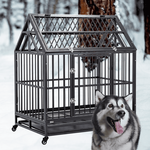 Walnest 42" Dog Crate Strong Metal Pet Cage Large Heavy Duty Kennel