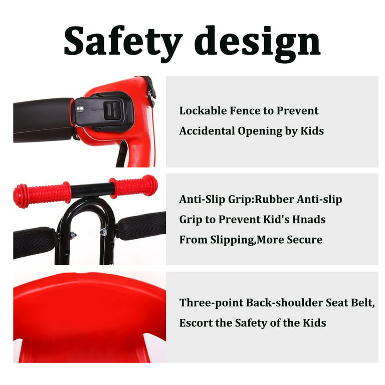 TFCFL Front Child Bike Seat Baby Chair with Nonslip Handrails, Upthehill  Full Fence Front Mount Baby Carrier Seat Bike Carrier Bicycle Seat for Kids