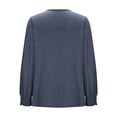 thumbnail image 4 of Dxzfnsa Women's Solid Color Long Sleeved U-neck Pleated Loose Women's Tops Blue-2XL, 4 of 6