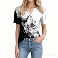 thumbnail image 3 of NAMTYQX Tops for Women 2025 Comfort Short Sleeve Button V Neck Baggy Soft Plus Size Fashion Lounge White Size L, 3 of 5