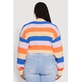 thumbnail image 5 of Womens Plus Size Daisy Striped Cropped Button Front Cardigan, 5 of 5