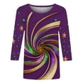 thumbnail image 5 of Ladies Mardi Gras Tops Trendy Graphic 3/4 Sleeve Loose Fitted Tee Shirts Party Crewneck New-Orleans Holiday Blouses Carnival Clothes 2026, 5 of 7