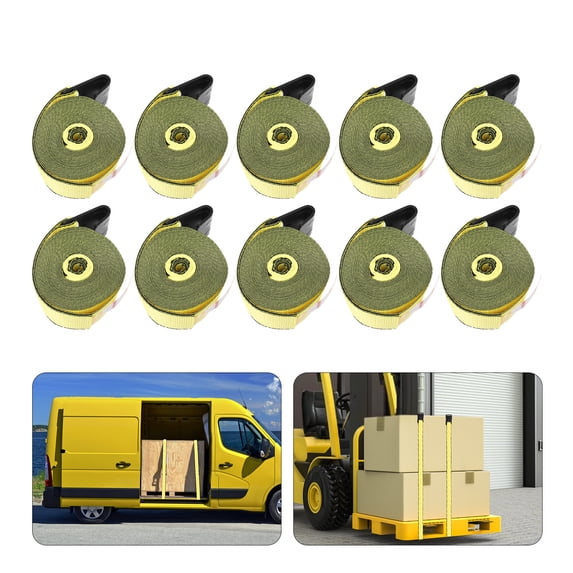 Miumaeov Winch Straps, Yellow Heavy Duty Tie Down with Flat Hook, Cargo Control for Flatbed Truck Utility Trailer, 10cm*9m/4in*30ft (Yellow, 10Packs )
