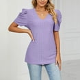 thumbnail image 2 of Birdeem Mode Femmes Grande Taille Uni Manches Courtes Col en V Blouse Décontractée T-Shirt Hauts, 2 of 9