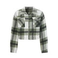 thumbnail image 6 of Flannel Fleece Jacket Women Plaid Zip Up Cropped Jackets Long Sleeve Collared Shackets with Pockets Fashion Going Out Jackets Fall Clothes 2025, 6 of 7