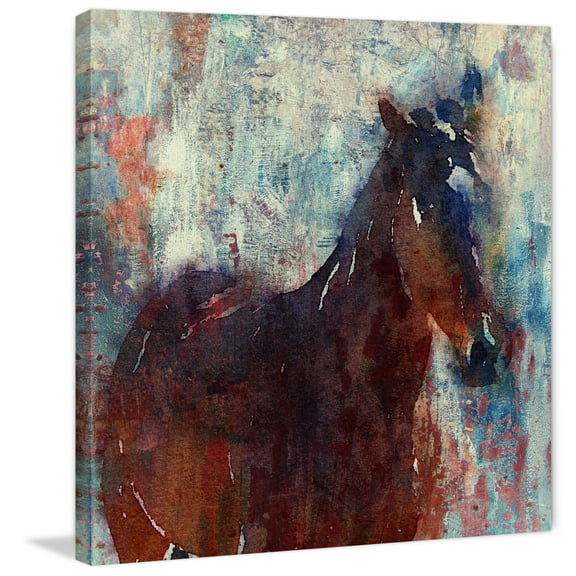 "Wild Brown Horse" Painting Print on Wrapped Canvas