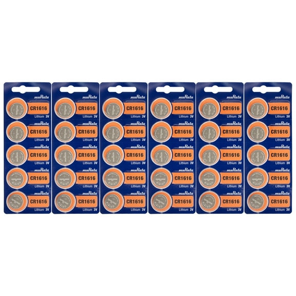 Murata CR1616 3V Lithium Coin Cell (30 Battery)