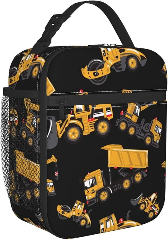 Road Roller Bulldozer Dumper Lunch Box Insulated Soft Bag Reusable Cooler Bag For Women&Men Work Picnic Hiking