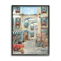 Stupell Industries European Village Traditional Town Square Bistro Flowers Architecture, 24 x 30, Design by Ruane Manning