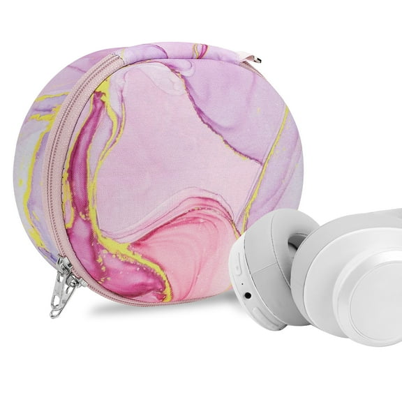 Geekria NOVA Headphones Case Compatible with JBL Tune770NC/760NC/750BTNC/710BT/700BT, Replacement Hard Shell Travel Carrying Bag with Cable Storage (Pink Marble)