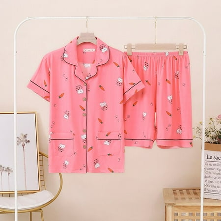 

DanceeMangoo Women Comfortable Pyjamas 5XL 6XL 7XL Short Sleeve Casual Homewear Spring Summer Pajama Sets Full Cotton Sleepwear Set