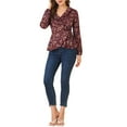 thumbnail image 3 of Allegra K Women's Ruffle V-Neck Blouse Floral Self Tie Wrap Peplum Top, 3 of 7