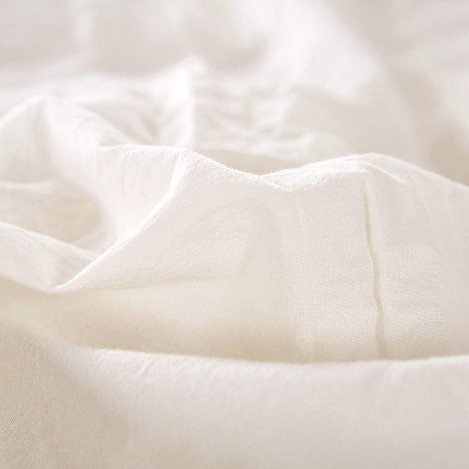 MarCielo Cotton Duvet Cover Set 3 Piece 100% Washed Cotton Duvet Cover 1 Duvet Cover + 2 Pillowcases Pompom (White, King(104x90)