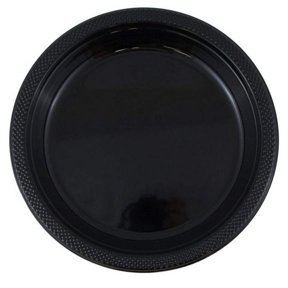 Disposable 9" Black Diner Plastic Plates:5CT