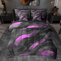 jejeloiu Vintage Graffiti Geometric 7-Piece Bedding Comforter Set,Pink Black King Bedding Sets For Adult Reversible