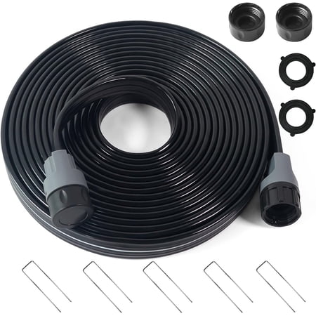 CozyNestFinds Sprinkler Soaker Hose 25 ft, Flat Watering Hose with Holes, Water Saving Drip Line Irrigation Hoses with Garden Staples for Lawn, Vegetable Garden Beds (25 ft)