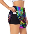 thumbnail image 1 of Balery Howling Wolf Pantalones cortos deportivos para mujer con forro y dos bolsillos, elásticos, para entrenamiento, gimnasio, yoga-Medium, 1 of 7