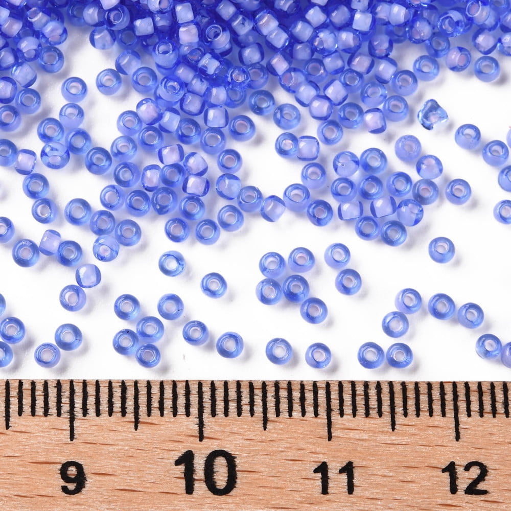 12/0 Grade A Round Glass Seed Beads Transparent Inside Colours Mauve 2x1.5mm Hole: 0.7mm about 48500pcs/pound