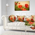 thumbnail image 3 of Designart Colorful Red Poppy Flower Field - Flower Throw Pillow - 12x20, 3 of 5