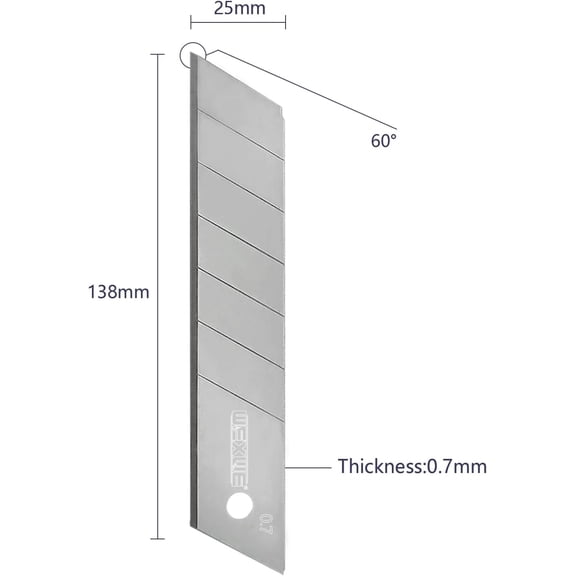 DASAW-Tools 25mm Utility Knife Replacement Blades,60 Degree Snap Off SK4 Steel Blades for Retractable Cutting Knives, Hobby, Craft Knife, Box Cutter 20PCS