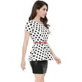 thumbnail image 4 of Top Peplum De Lunares De Manga Corta De Verano Para Mujer Allegra K Con Cinturón Blanco L, 4 of 6