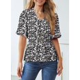 thumbnail image 4 of Blusa Dokotoo de manga corta con estampado floral de chifón para mujer, 4 of 6