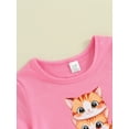 thumbnail image 4 of Kids Girls and Boys Summer T-Shirt Cartoon Cat Print Short Sleeve Round Neck Graphic Tops, 4 of 8