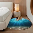 thumbnail image 2 of Light Blue Ocean Waves Round Area Rug 5Ft Washable Circle Rugs for Living Room Bedroom, Summer Beach Coastal Abstract Non-Slip Carpet Floor Mats Indoor Outdoor Carpet Runner Aesthetic Home Decor, 2 of 8