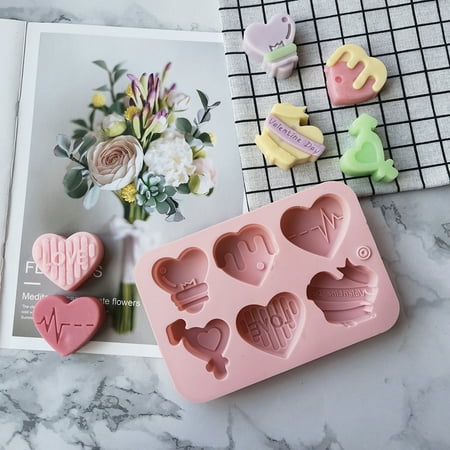 

Bcloud Chocolate Mold Heart Shape High Temperature Resistance Silicone 6 Cavity Valentines Day Candy Mold for Cooking