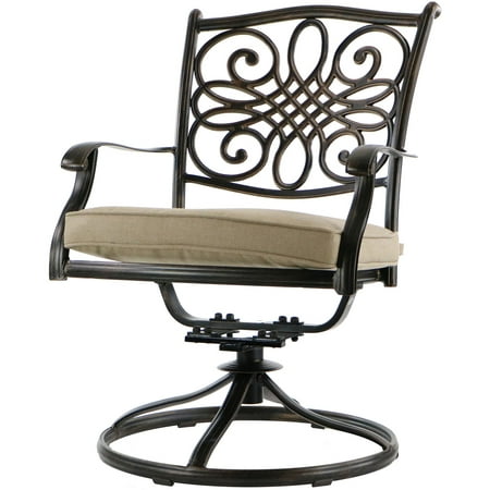 Hanover Traditions 5-Piece Dining Set in Tan with 47 in. Glass-top Table