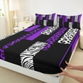 thumbnail image 3 of Manfei Purple Cheetah Print Bed Sheets, Fashion Leopard Zebra King Sheets, Abstract Stripes Sheet Set, Microfiber Bedroom Decor, 4 Pieces, 3 of 7