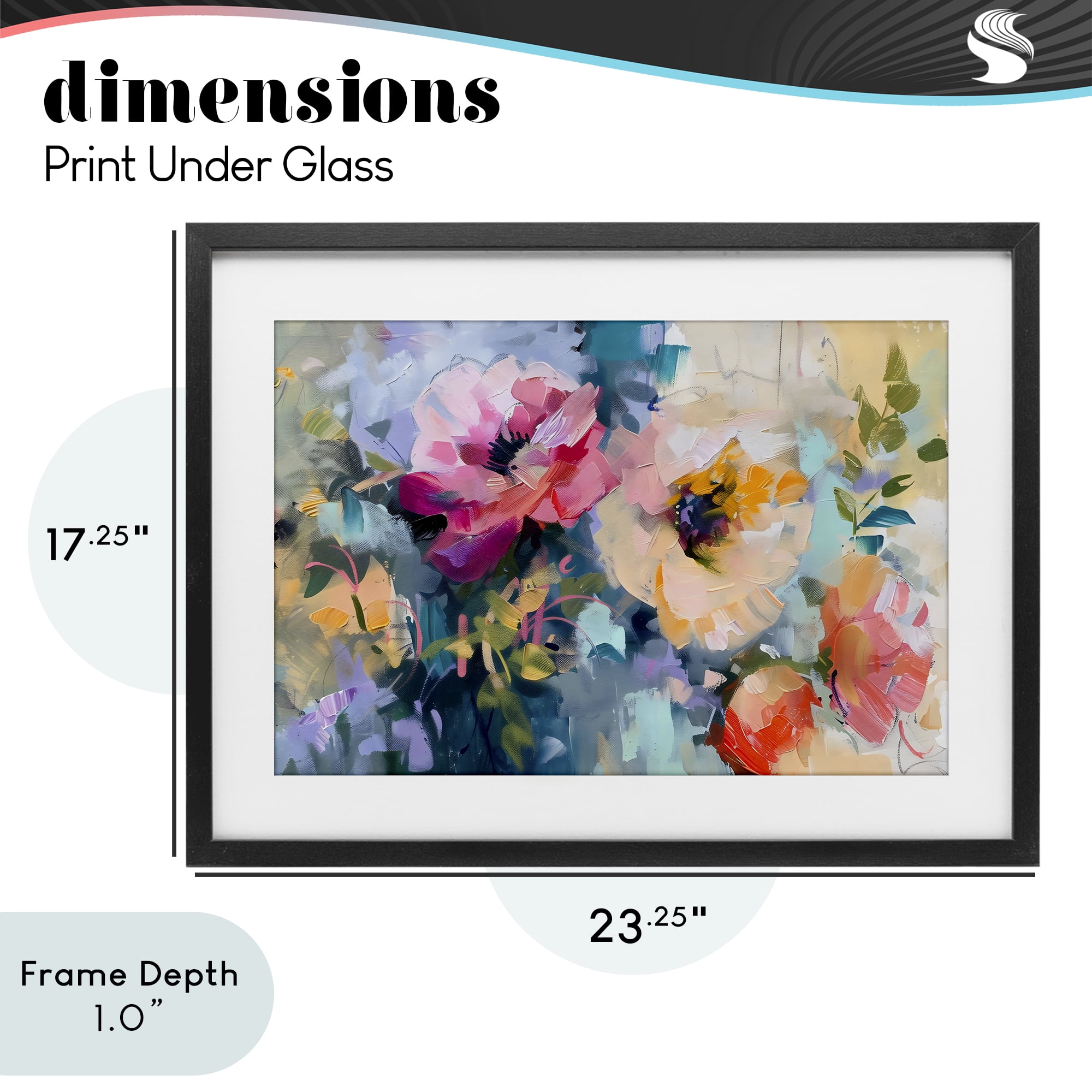 Stupell Industries Vibrant Florals Brushed Abstract Black Framed Print Under Glass, design by Creative Studio