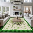 thumbnail image 3 of St. Patrick's Day Area Rugs 6'x9', Washable Small Throw Rugs for Kitchen Dining room, Spring Lucky Shamrock Retro Green Plaid Indoor Outdoor Rug Non-Slip Low Pile Carpet Runner Reversible Floor Mats, 3 of 8