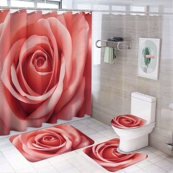 Rose (54) Shower Curtain Waterproof Bathroom Curtain Set with Hooks Home Decor Bathroom Curtains