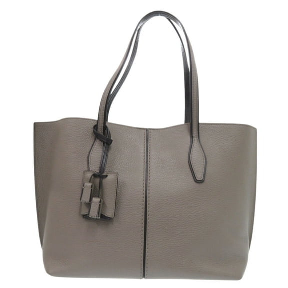 Pre-Owned Tod's Joy Leather Tote Bag in Gray and Brown (0457) (Good)