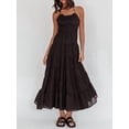 thumbnail image 4 of Jaimenalin Women'S Halter Tie Back Sleeveless Tiered Smocked Maxi Dress Black L, 4 of 7