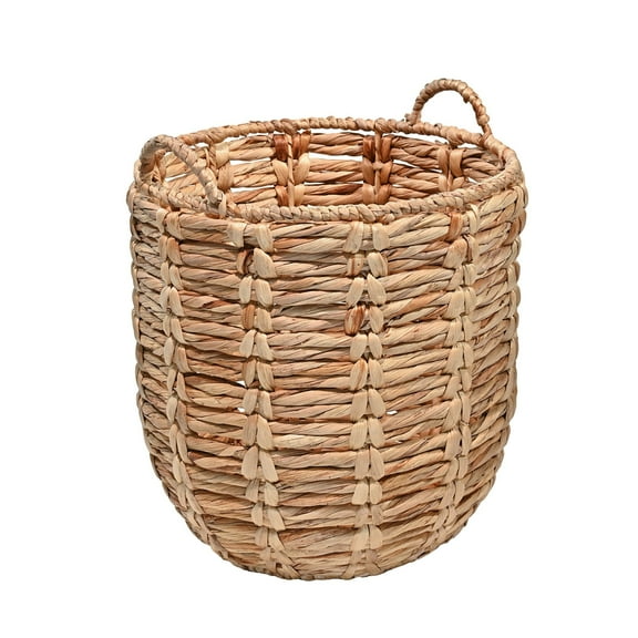 happimess Laurel 19.49" Bohemian Hand-Woven Abaca Hamper Basket with Handles, Natural, BSK1003A