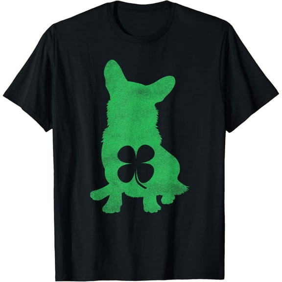 Corgi Dog Shamrock St. Patrick's Day Saint Paddy's Gift T-ShirtMen and women, Black T-shirt, size: Extra large