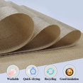 thumbnail image 4 of Howarmer Vinyl Woven Placemats for Dining Table, 12x18 Inch Rectangle Washable PVC Placemats Anti-Slip Heat Resistant Kitchen Table Mats Easy to Clean, Quick Drying - Set of 4, Gold, 4 of 6
