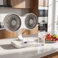 thumbnail image 7 of Dual Head Small Desk Fan, USB Portable Oscillating Table Fan with 4 Speed & LED Light Multi-Angle Rotation Quiet Mini Desktop Fan for Bedroom, Office, Camping, Car B, 7 of 7