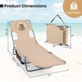 thumbnail image 2 of Costway Patio Tanning Chair,Folding Beach Lounge Chair with 5-Position Adjustable Backrest Beige, 2 of 10