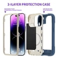 thumbnail image 2 of ELEHOLD Rugged Hybrid Case for iPhone 14 Pro 6.1 inch Three-Layer Protection Hidden Kickstand Compatible with MagSafe Magnetic Shockproof Case,Darkblue, 2 of 5