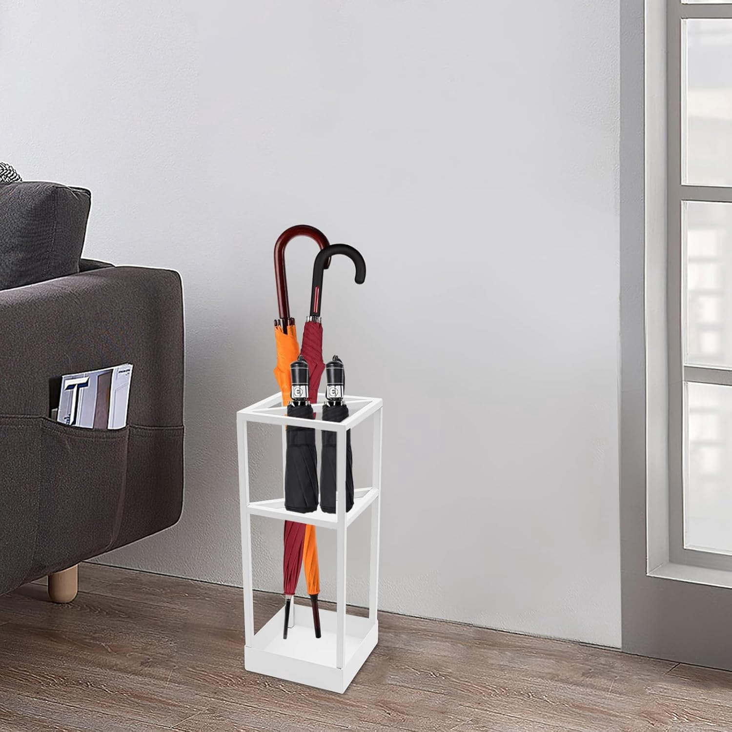 20.87 Inch Tall Umbrella Holder 11.02 Lbs Umbrella Stand Metal Freestanding Umbrella Holder Entryway Umbrella Stand Indoor with Anti-Slip Foot Pads for Lobby Front Hall (White)