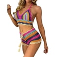 thumbnail image 2 of TRKIYQC Mujeres Sexy Beach Coverups Summer 2 piezas Outfit Crochet Crop Halter Tank Top Bralette Knit Bra Boho Cami y Shorts Set TRKIYQC perder, 2 of 9