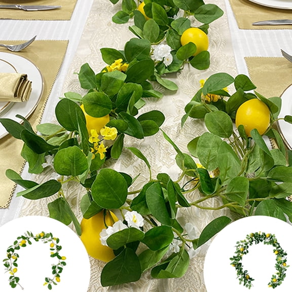 XiYing Artificial Lemon Garland, 78.74-Inch Fake Lemon Vine with Faux Fruit and Leaves for Home Wall Wedding Decor, 1-Pack