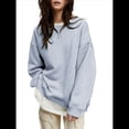 thumbnail image 2 of Sudadera de Mujer con Cuello Redondo de Gran Tamaño Y2K, Suéter de Moda de Otoño e Invierno, Jersey. Flor Gris M, 2 of 8