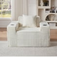 thumbnail image 3 of Aukfa 3 Piece Sofa Set - 43.5" Oversized Armchair Boneless Couch w/ 2 Cup Holders&Side Pockets, White, 3 of 8